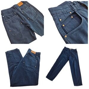 Vintage RESULTS Mens Dark Teal Baggy Leg Denim Jeans 34 33 Grunge Skater Hip Hop